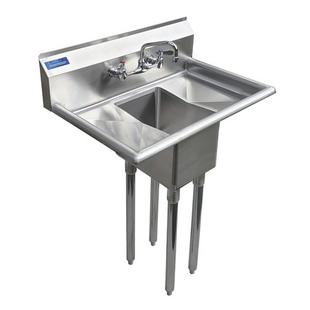 AMGOOD Stainless Steel Utility Sink with 10in Right and Left Drainboards NSF SINK 101410-10LR - FAUCET